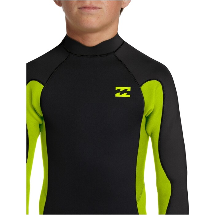 2024 Billabong Junior Foil 4/3mm Back Zip Wetsuit ABBW100143 - Fluro Lime